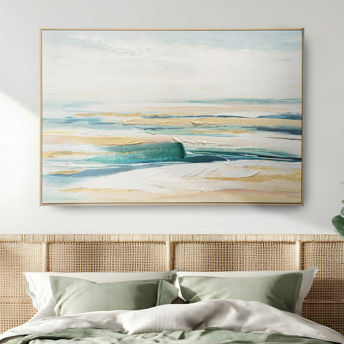 Brushmarks Embellished Canvas Abstract Coastal by Urban Style