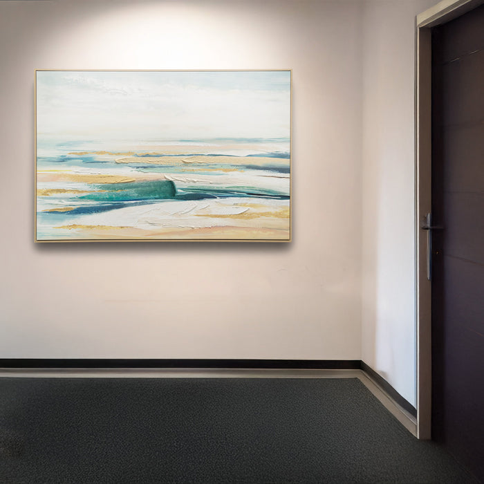 Brushmarks Embellished Canvas Abstract Coastal by Urban Style