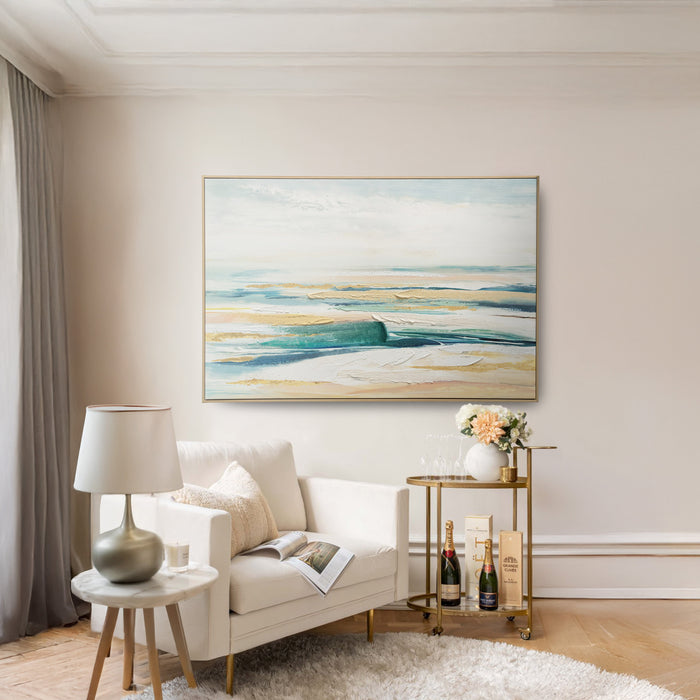 Brushmarks Embellished Canvas Abstract Coastal by Urban Style