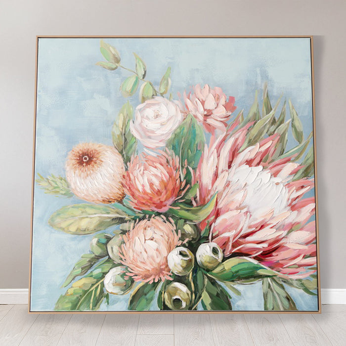 Brushmarks Embellished Canvas Protea Blue by Urban Style