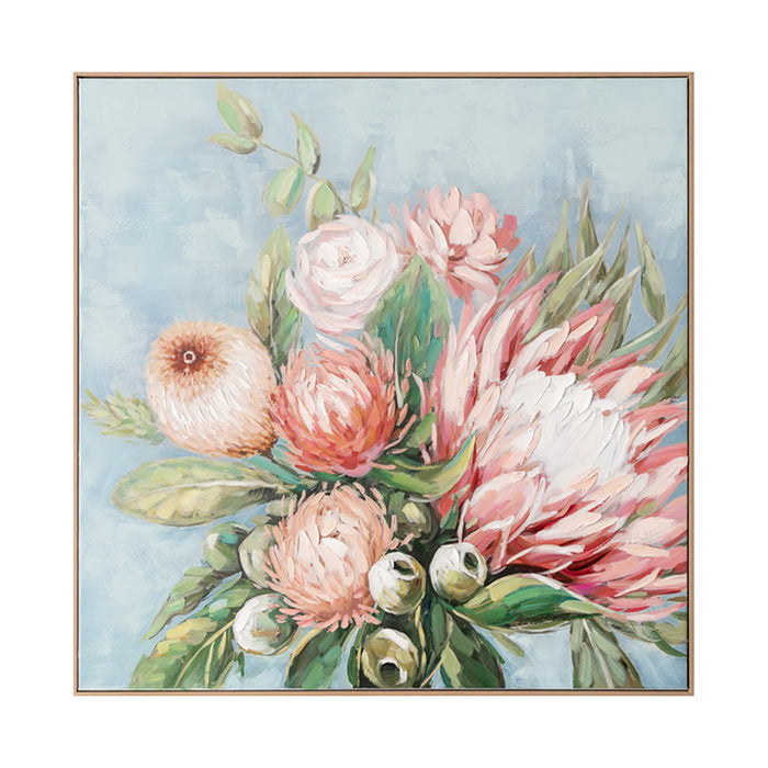 Brushmarks Embellished Canvas Protea Blue by Urban Style