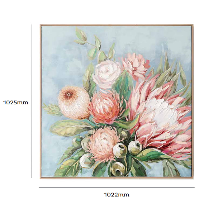Brushmarks Embellished Canvas Protea Blue by Urban Style