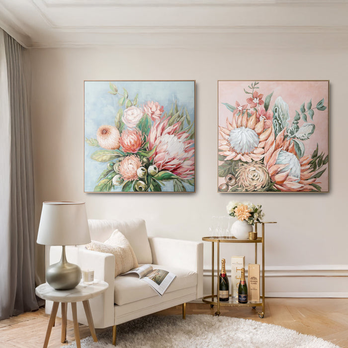 Brushmarks Embellished Canvas Protea Pink by Urban Style