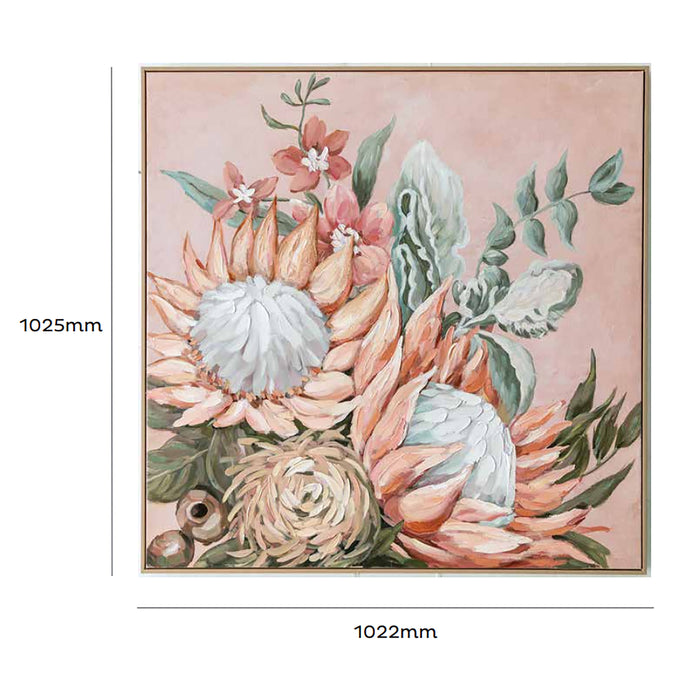 Brushmarks Embellished Canvas Protea Pink by Urban Style