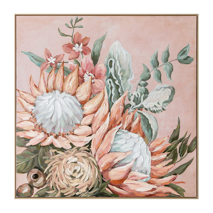 Brushmarks Embellished Canvas Protea Pink by Urban Style