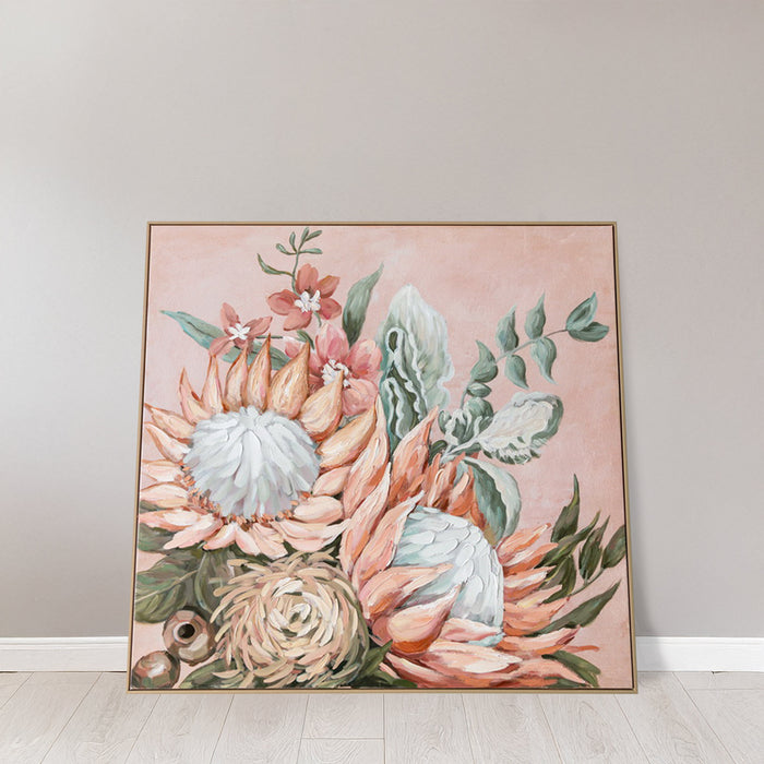 Brushmarks Embellished Canvas Protea Pink by Urban Style