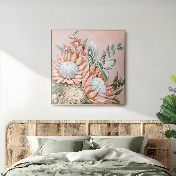 Brushmarks Embellished Canvas Protea Pink by Urban Style