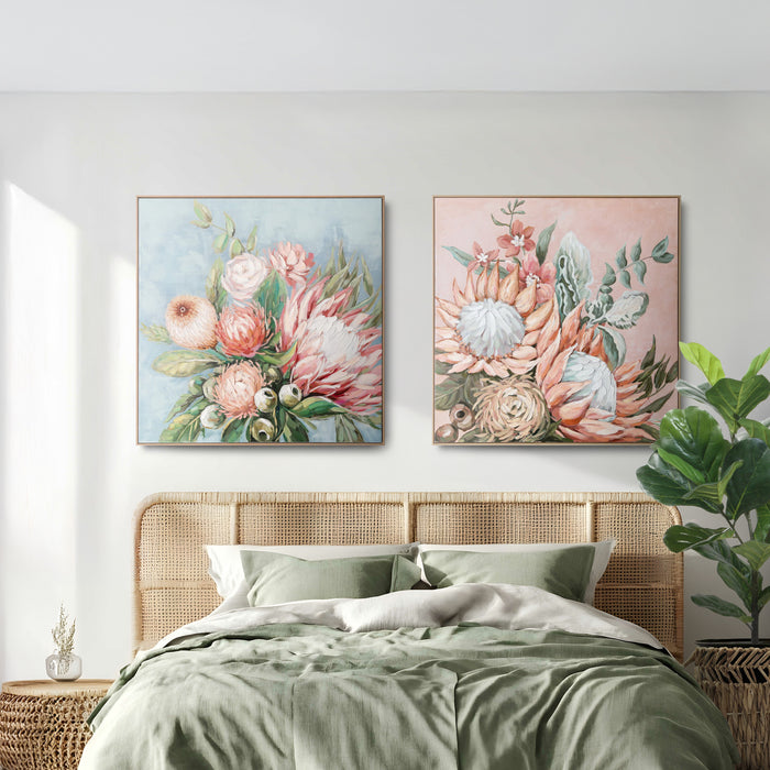 Brushmarks Embellished Canvas Protea Pink by Urban Style