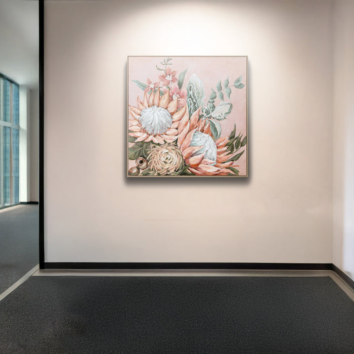 Brushmarks Embellished Canvas Protea Pink by Urban Style