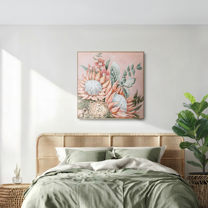 Brushmarks Embellished Canvas Protea Pink by Urban Style