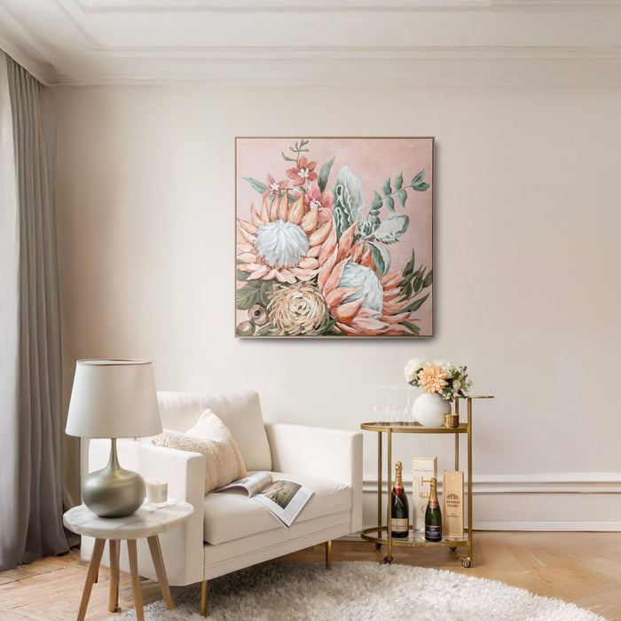 Brushmarks Embellished Canvas Protea Pink by Urban Style