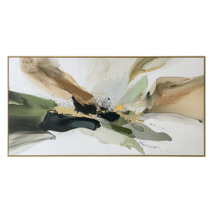 Brushmarks Embellished Canvas Abstract Green by Urban Style