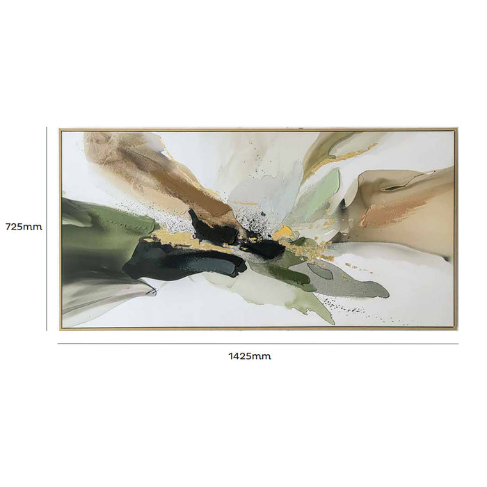 Brushmarks Embellished Canvas Abstract Green by Urban Style
