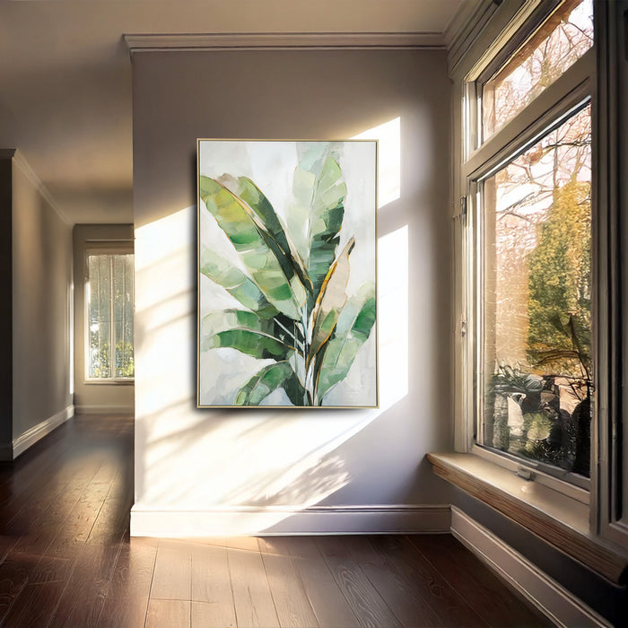 Brushmarks Embellished Canvas Banana Palm by Urban Style