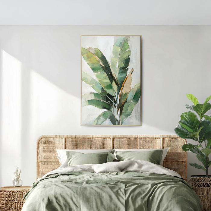 Brushmarks Embellished Canvas Banana Palm by Urban Style