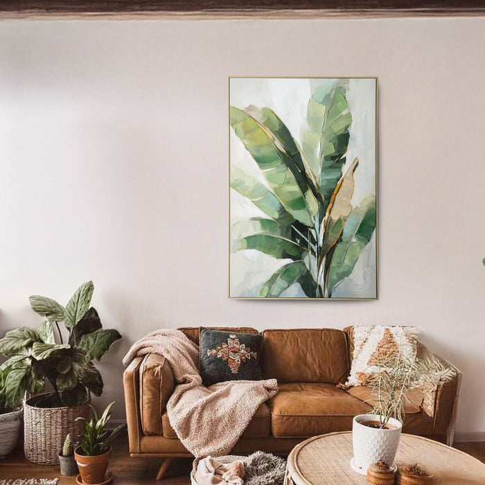 Brushmarks Embellished Canvas Banana Palm by Urban Style