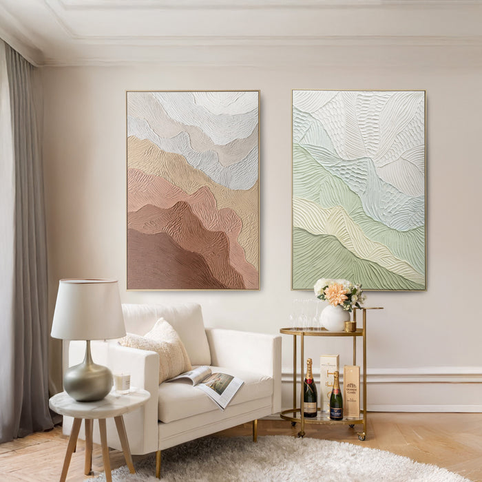 Brushmarks Oil Painting Textured Ochre Ripples by Urban Style