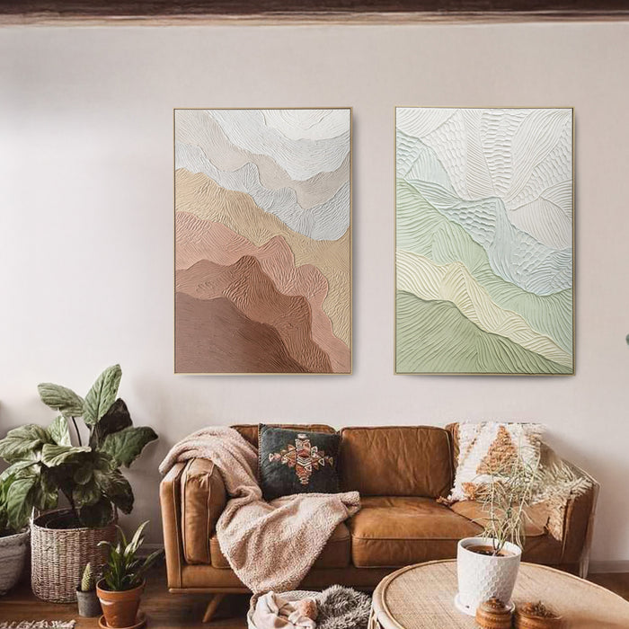 Brushmarks Oil Painting Textured Ochre Ripples by Urban Style
