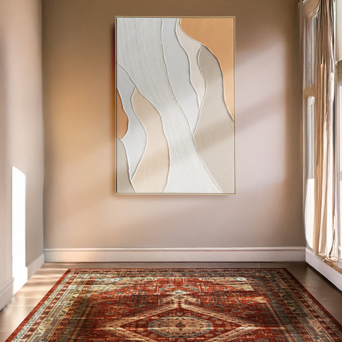 Brushmarks Oil Painting Textured Apricot Waves by Urban Style