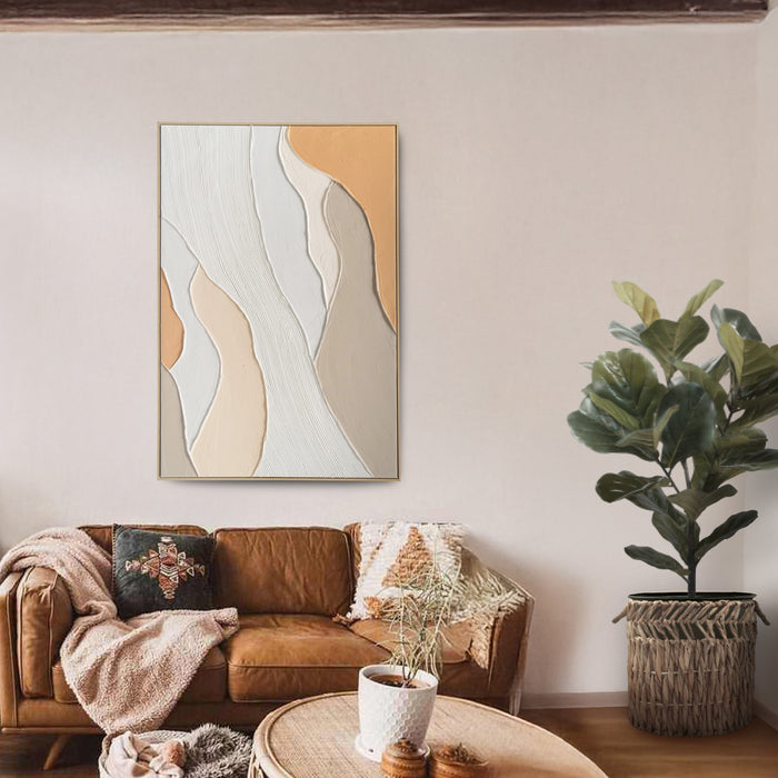 Brushmarks Oil Painting Textured Apricot Waves by Urban Style