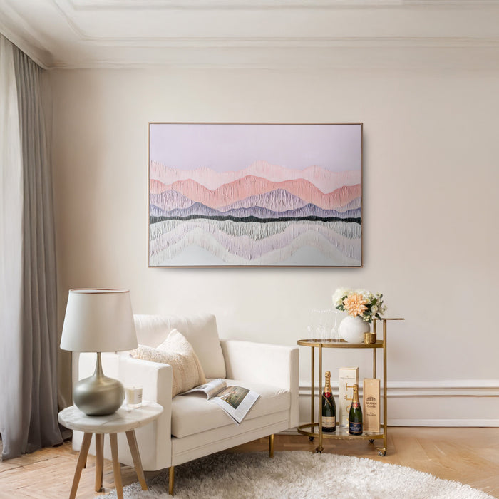 Brushmarks Oil Painting Textured Pink Landscape by Urban Style