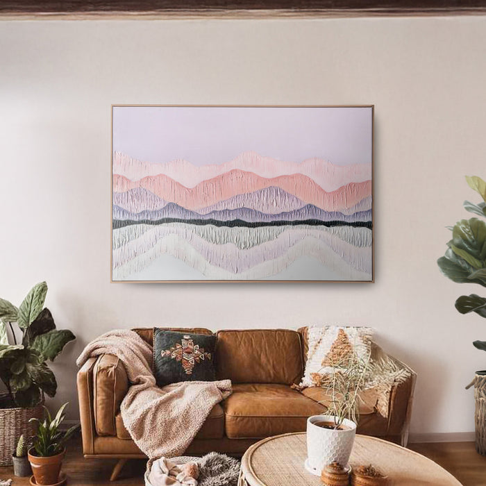 Brushmarks Oil Painting Textured Pink Landscape by Urban Style