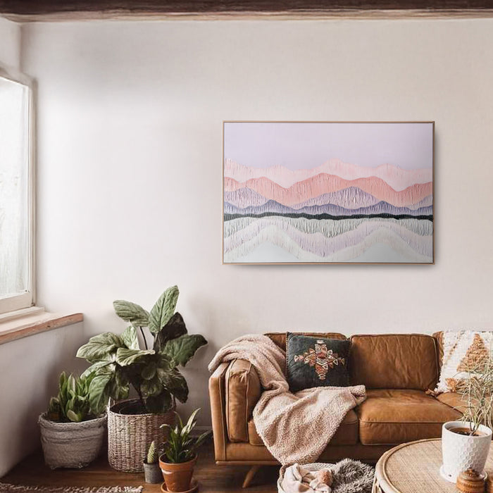 Brushmarks Oil Painting Textured Pink Landscape by Urban Style