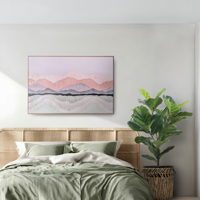 Brushmarks Oil Painting Textured Pink Landscape by Urban Style