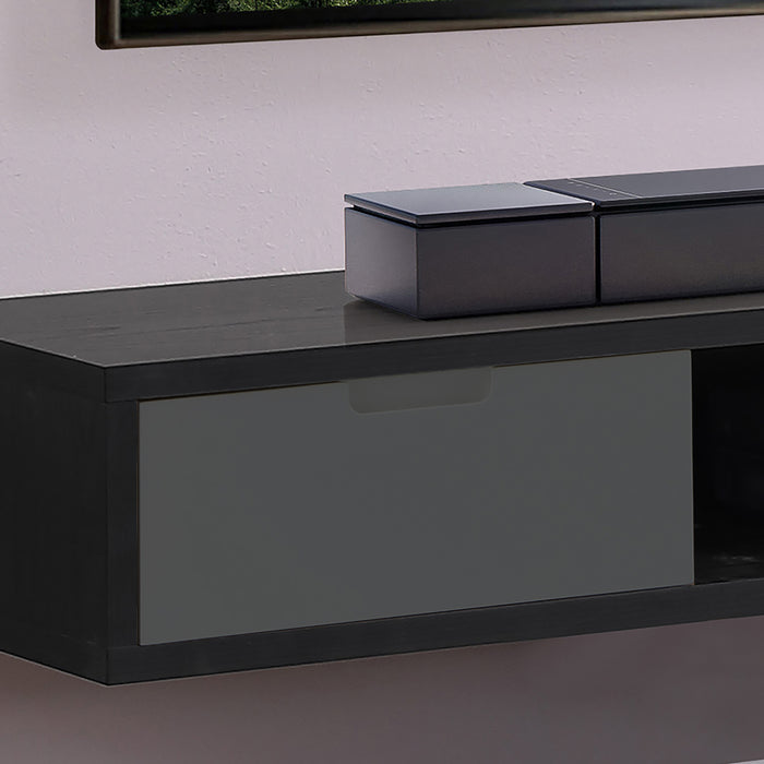 Air Entertainment Unit, Wall Mount, Entertainment Unit, 1800mm Black Oak with Grey Drawers by Criterion