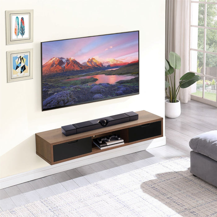 Air Entertainment Unit, Wall Mount, Entertainment Unit, 1500mm Dark Oak by Criterion - Home Living Store - Floating TV Cabinet
