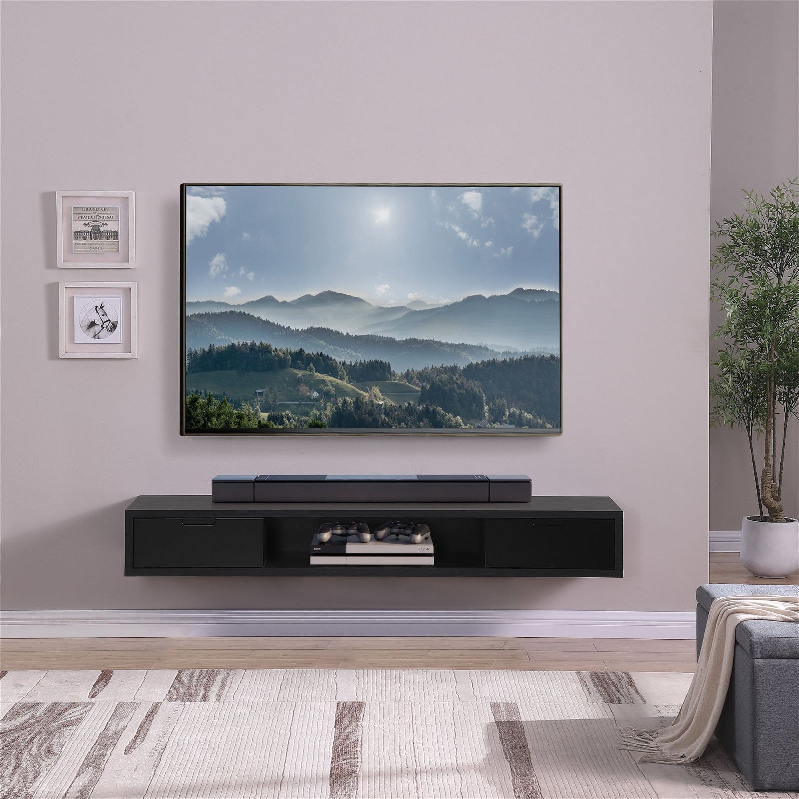Air 1800 Wall Mount TV Unit, Entertainment Unit Black Oak by Criterion ...