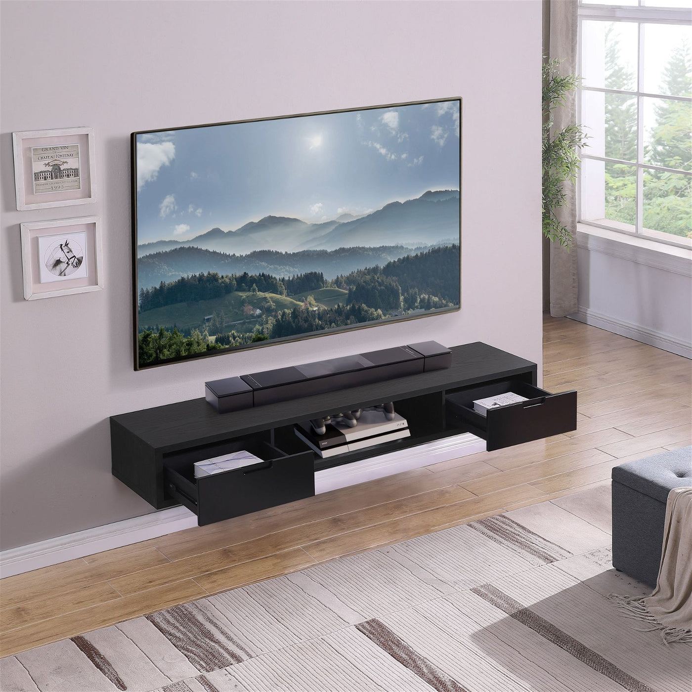 Air 1800 Wall Mount TV Unit, Entertainment Unit Black Oak by Criterion ...