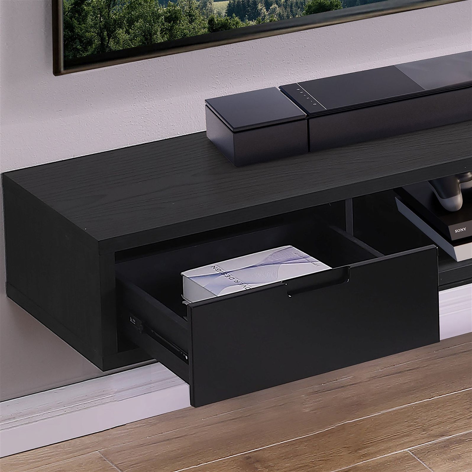 Air 1800 Wall Mount TV Unit, Entertainment Unit Black Oak by Criterion ...