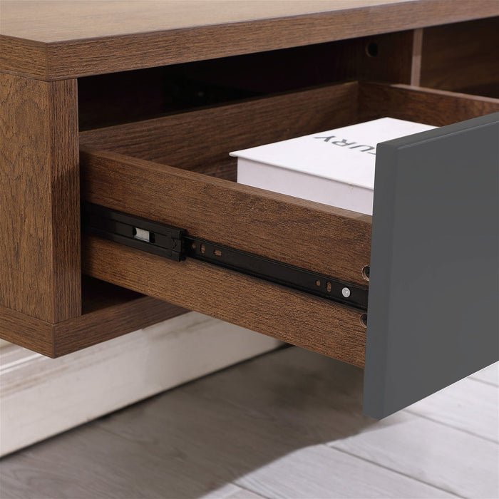 Air Entertainment Unit, Wall Mount, Entertainment Unit, 1800mm Dark Oak with Grey Drawers by Criterion-#product_category#-Home Living Store