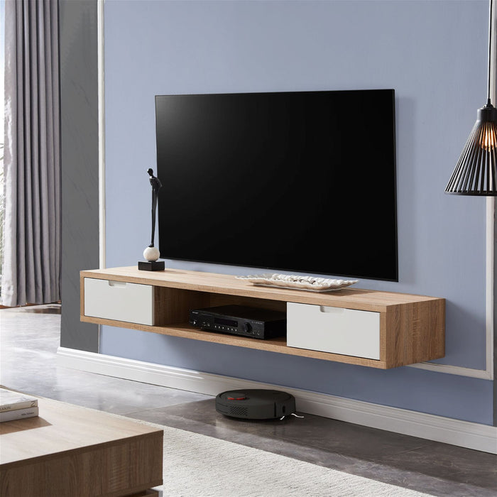 Air Entertainment Unit, Wall Mount, Entertainment Unit, 1800mm Oak by Criterion - Home Living Store - Entertainment Unit