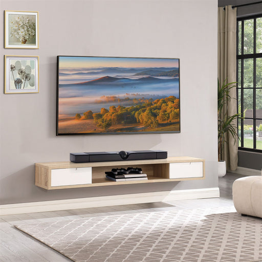 Air Entertainment Unit, Wall Mount, Entertainment Unit, 2000mm Oak by Criterion - Home Living Store - Floating TV Cabinet