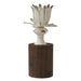 Anala Candle Holder Metal Flower in Bloom with Wooden Base by Urban Style -Home Living Store - -  