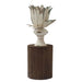 Anala Candle Holder Metal Flower in Bloom with Wooden Base by Urban Style -Home Living Store - -  