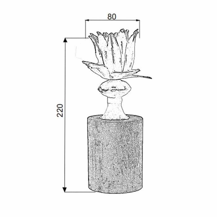 Anala Candle Holder Metal Flower in Bloom with Wooden Base by Urban Style -Home Living Store - -  