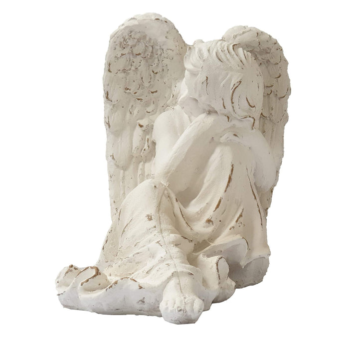 Angel Statue in White Wood by Urban Style -Home Living Store - -  