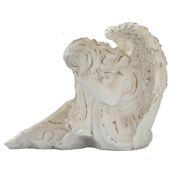 Angel Statue in White Wood by Urban Style -Home Living Store - -  