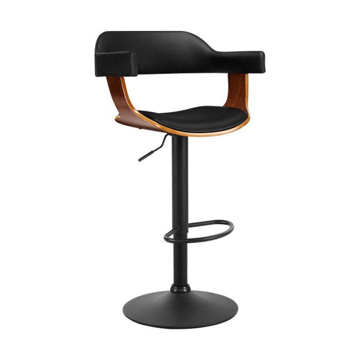 Artiss Bar Stools Gas Lift Leather w/Armrest All Black -Home Living Store - -  