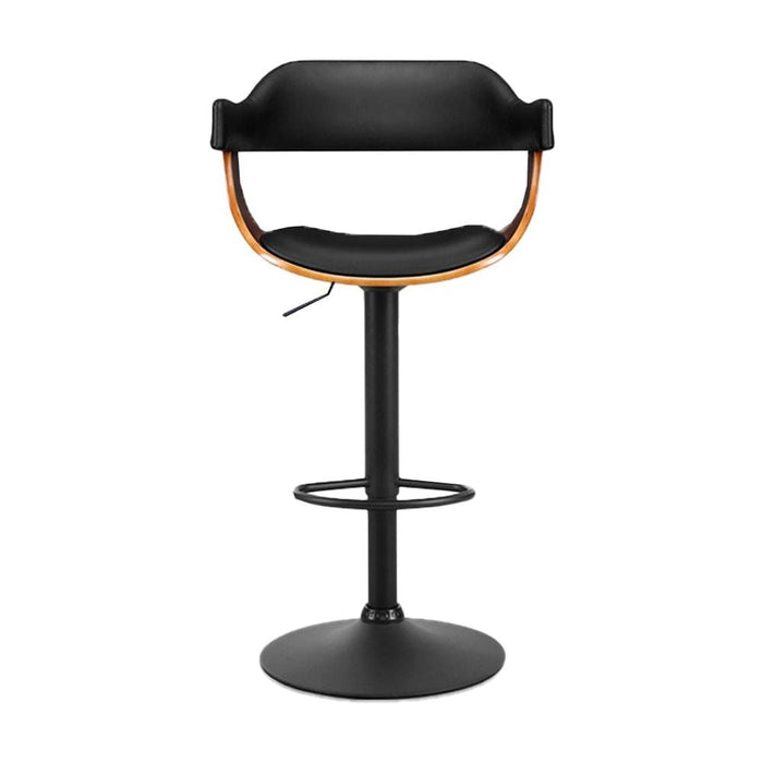 Artiss Bar Stools Gas Lift Leather w/Armrest All Black -Home Living Store - -  