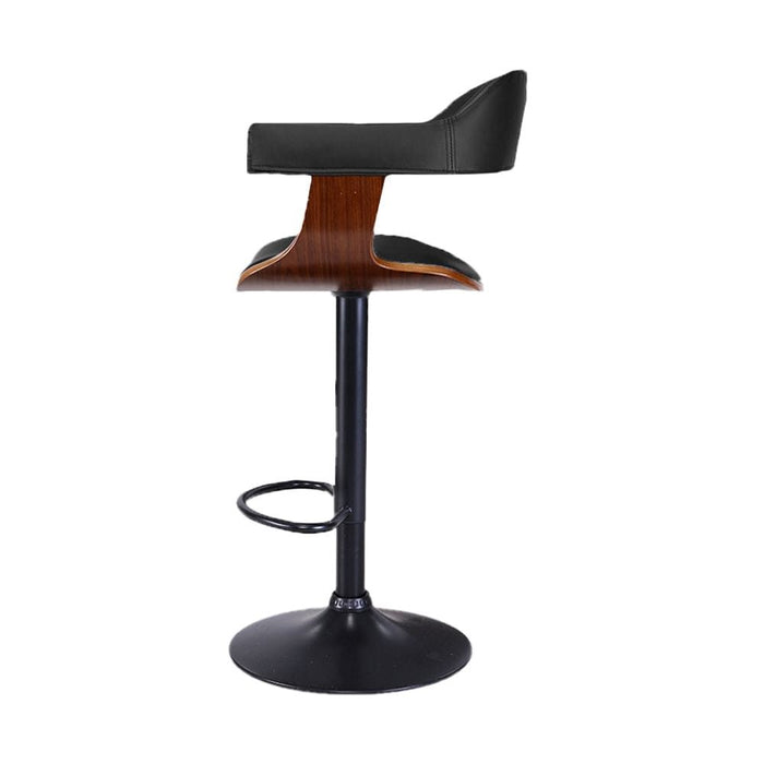 Artiss Bar Stools Gas Lift Leather w/Armrest All Black -Home Living Store - -  
