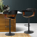 Two Bar Stools Gas Lift Leather w/Armrest All Black -Home Living Store - -  