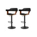 Two Bar Stools Gas Lift Leather w/Armrest All Black -Home Living Store - -  