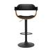 Two Bar Stools Gas Lift Leather w/Armrest All Black -Home Living Store - -  