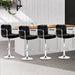 Four Bar Stools Leather Gas Lift w/Armrest Black -Home Living Store - -  