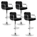 Four Bar Stools Leather Gas Lift w/Armrest Black -Home Living Store - -  