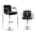 Four Bar Stools Leather Gas Lift w/Armrest Black -Home Living Store - -  